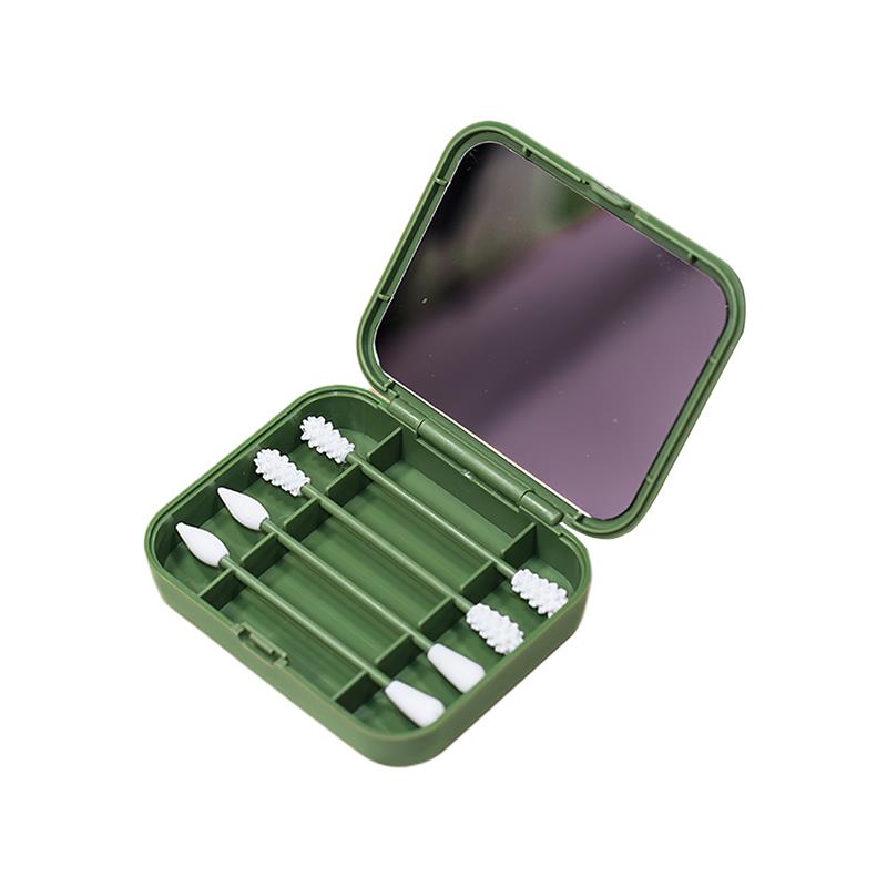 Coton-tiges réutilisables en Silicone, 4 pièces, bâtonnets avec miroir pour le nettoyage des oreilles, cosmétiques: Green