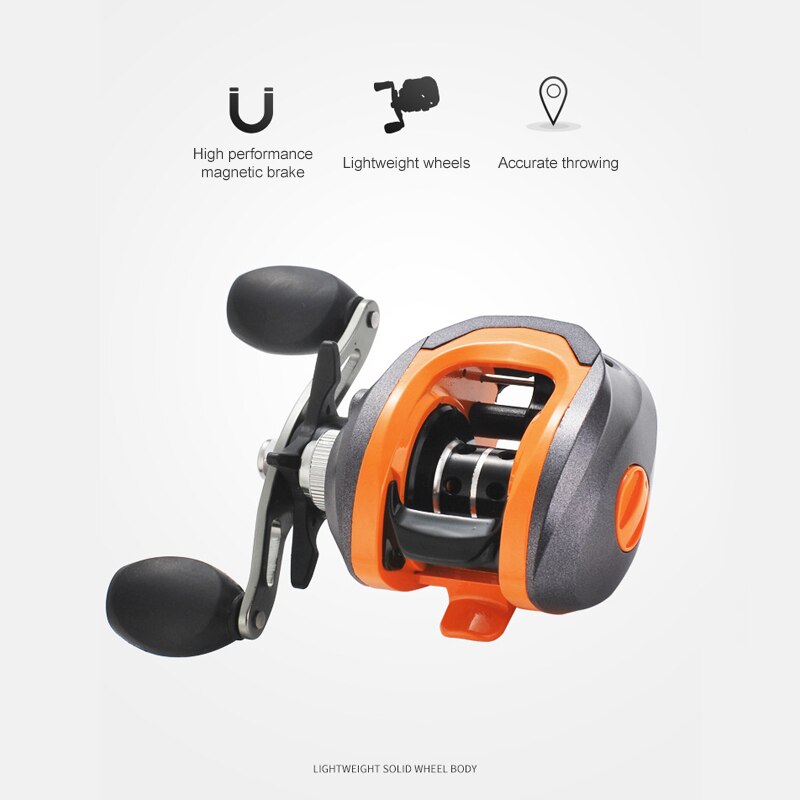 PUMEON carrete de pesca Ratio 7,2: 1 17 + 1 rodamientos Sistema De Freno magnético mano izquierda/derecha Baitcasting carrete de pesca de carpa ruedas
