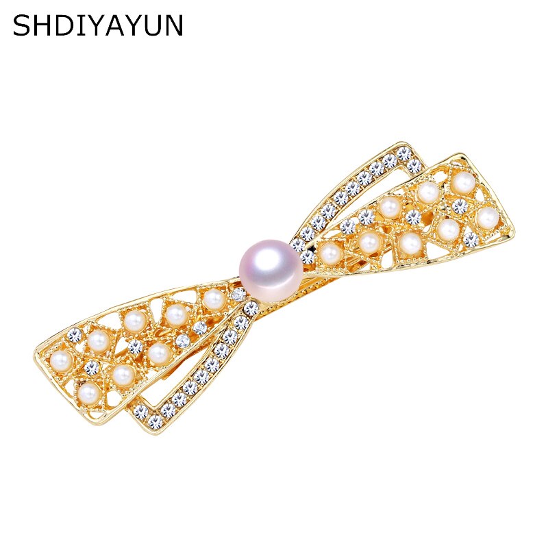 SHDIYAYUN perlas Clip de pelo para mujer pasador Retro hecha a mano de belleza de perlas de agua dulce broche de pelo de joyería . Exclusivo.