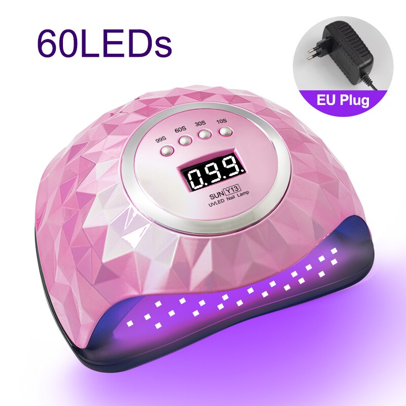 60LED UV Nail Dryer For Manicure Fast Drying Gel Nail Polish With 4 Timer Setting With LCD Display Salon Use Nail Art Tools: SUNY13-Mirror Pink