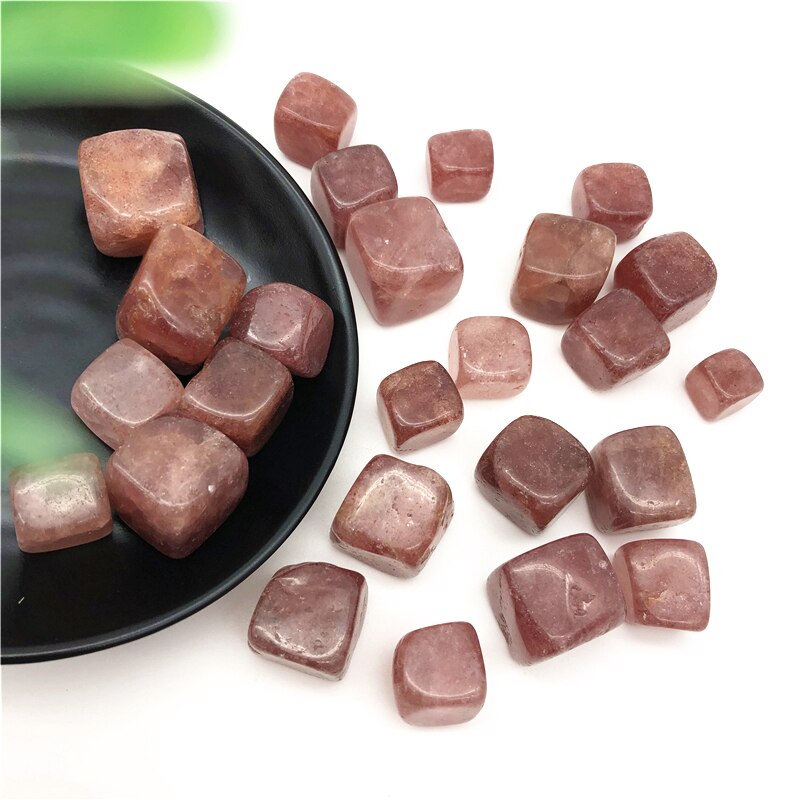 100G 10-20 Mm Mooie Natuurlijke Rode Aardbei Crystal Cubic Trommelstenen Healing Decor Natuurlijke Stenen