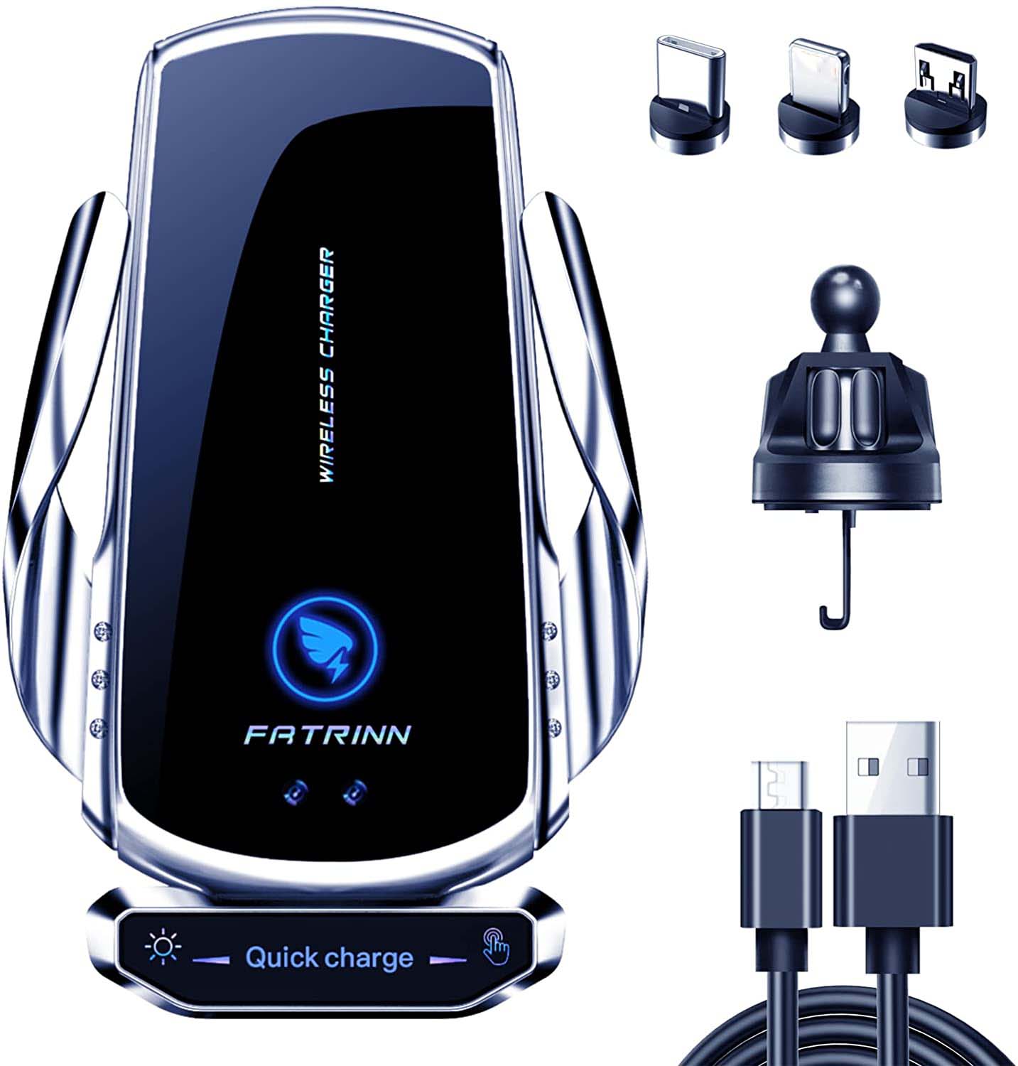 Wireless Car Charger Mount 15W Qi Snelle Opladen Auto Vastklemmen Voorruit Air Vent Mobiele Telefoon Houder Beugel Voor Smartphone