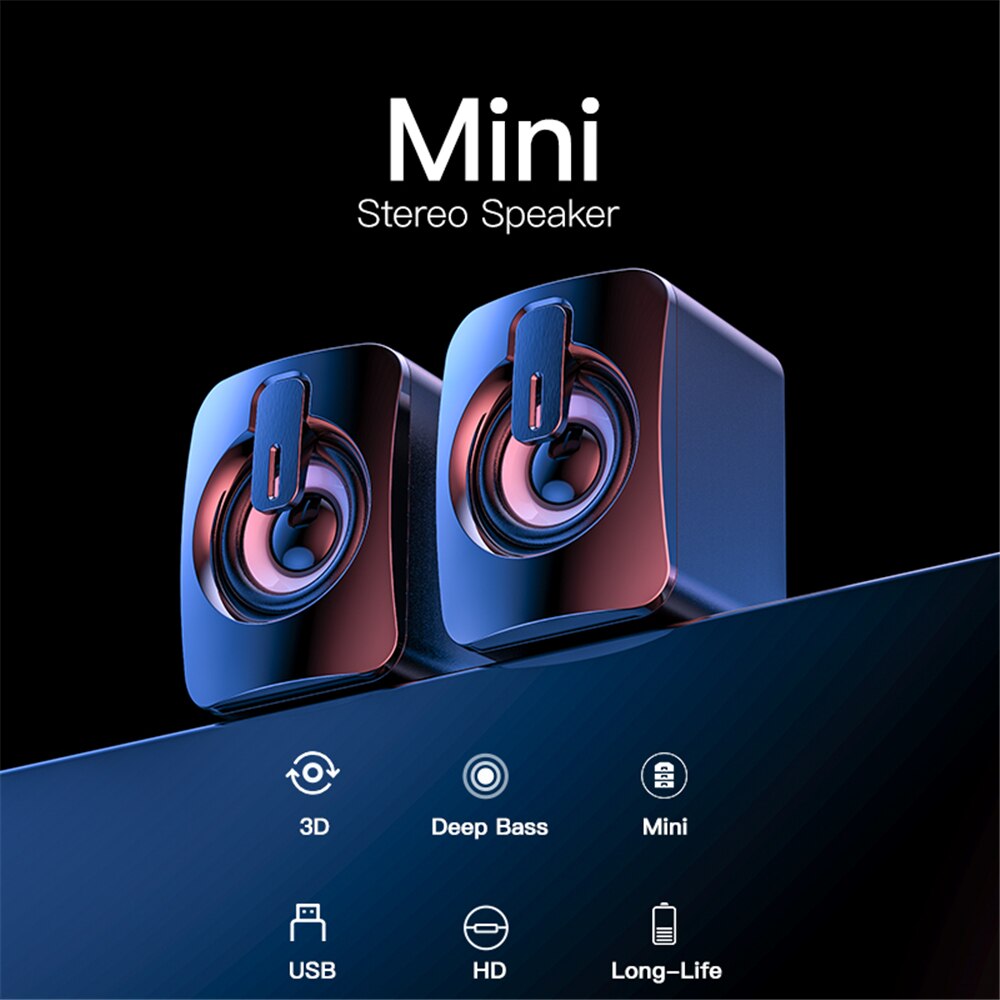 Mini Computer Speaker USB Wired Speakers 3D Stereo Sound Surround Loudspeaker For PC Laptop Notebook Not Bluetooth-Compatible