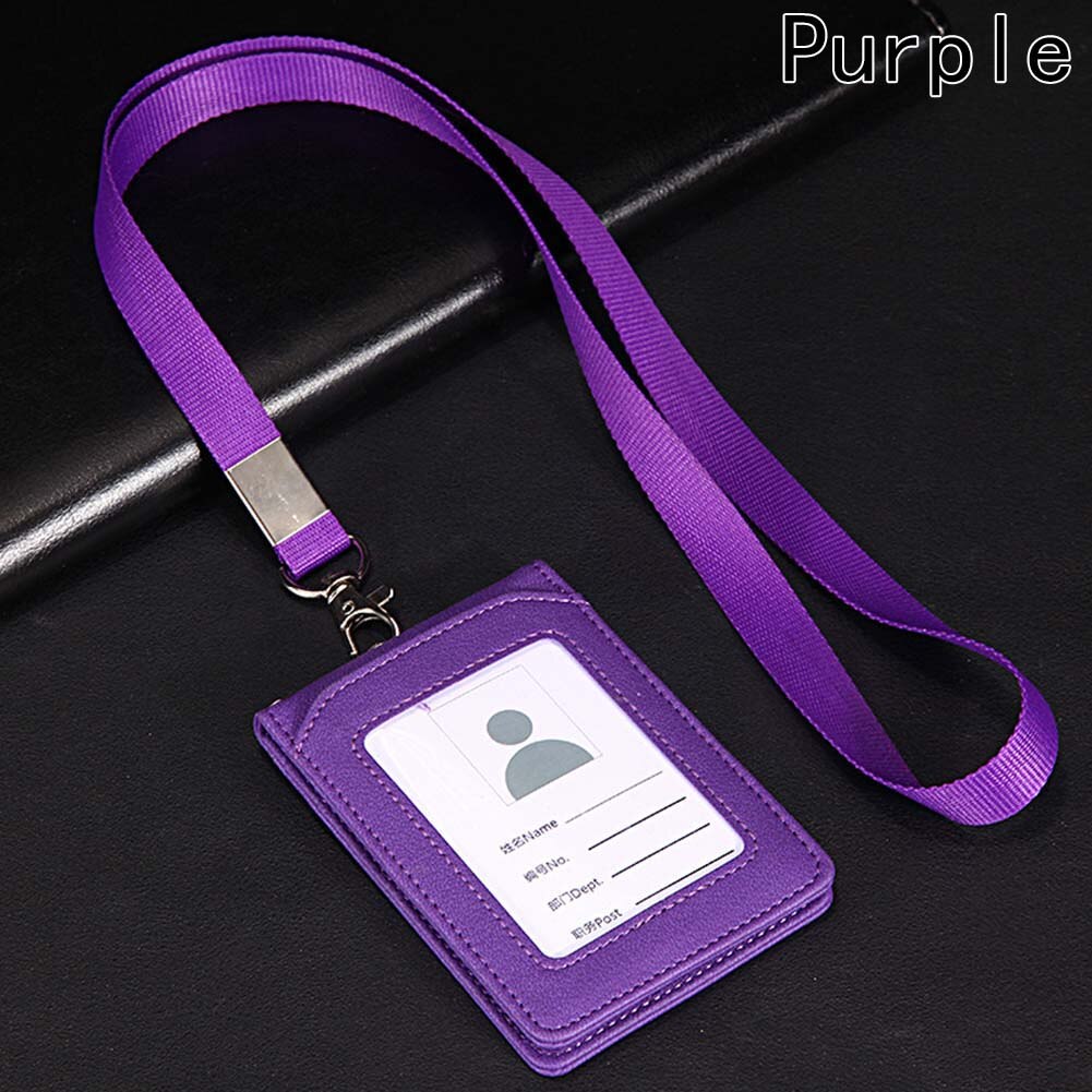 High-grade PU Card Holder Staff Identification Card Neck Strap With Lanyard Badge Neck Strap Bus ID Holders: PP