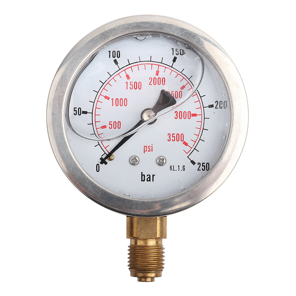 Metal trykmåler 0-250 bar 3750 psi 0-600 bar 8500 psi 1/4 &quot; 63mm -skive hydraulisk vandtryksmåler manometer trykmål: Sort