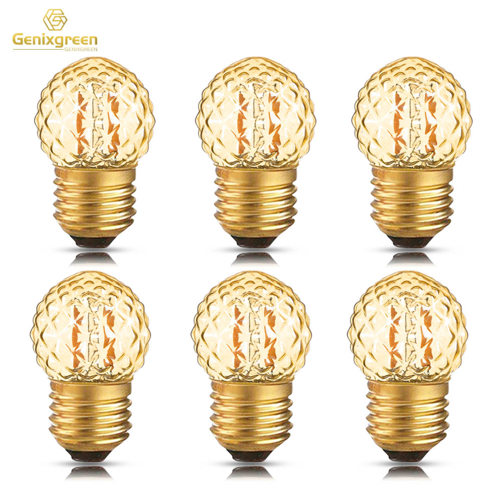 Bombillas de noche Led G40 E27 de bajo vatio, 1W, igual a 10 vatios, bombilla incandescente, regulable, decorativa, con forma de diamante, bombilla de vidrio ámbar