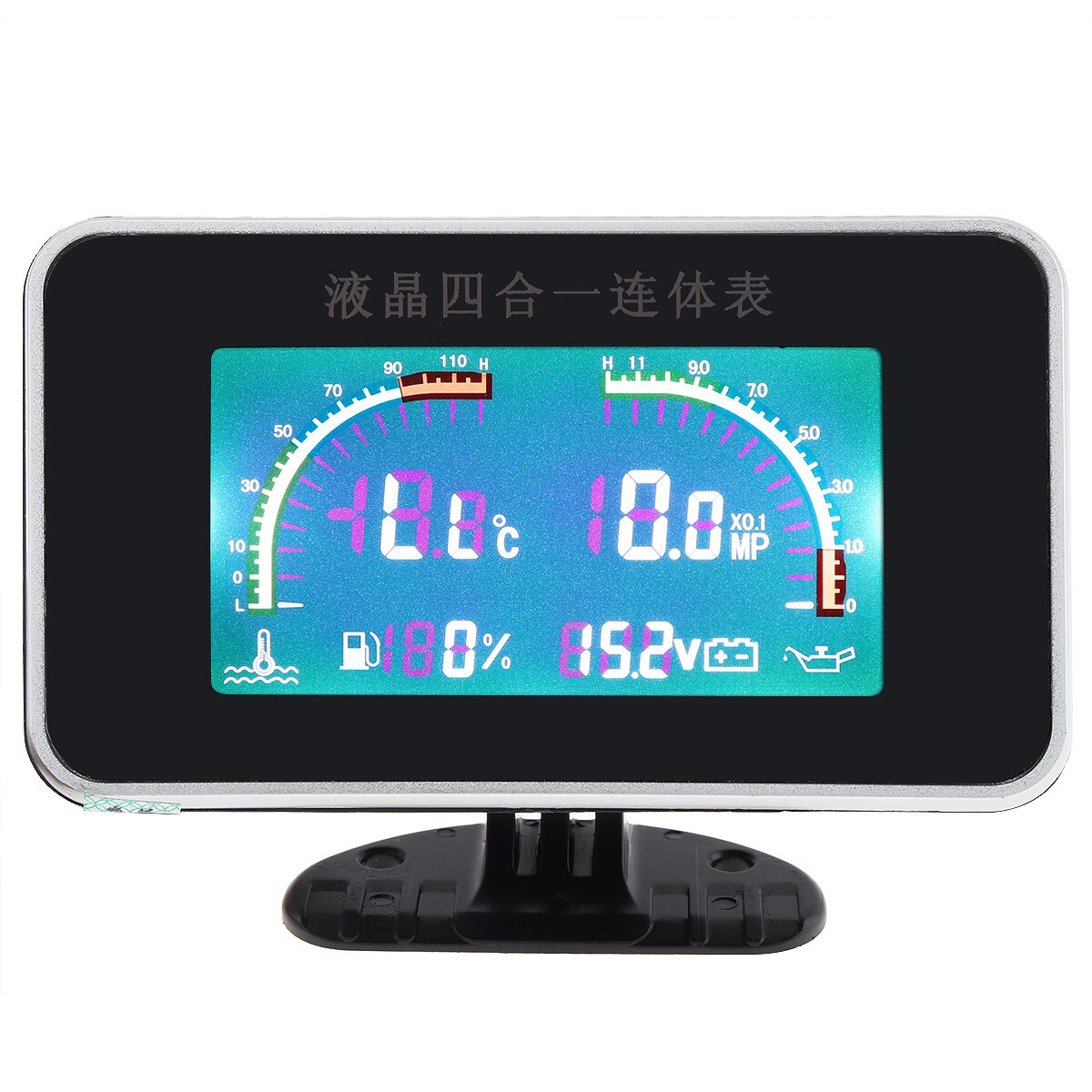 12V/24V Universal 4 In 1 LCD Digital Volt Gauge +Water Temp Gauge +Oil Pressure Gauge +Fuel Gauge with Sensor for Car Truck