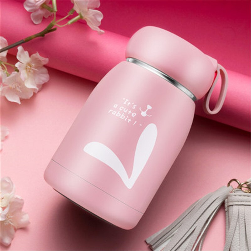 320ML de dibujos animados termo taza botella de los niños de acero inoxidable frasco de termo al vacío taza de café té de Thermocup: Rosa