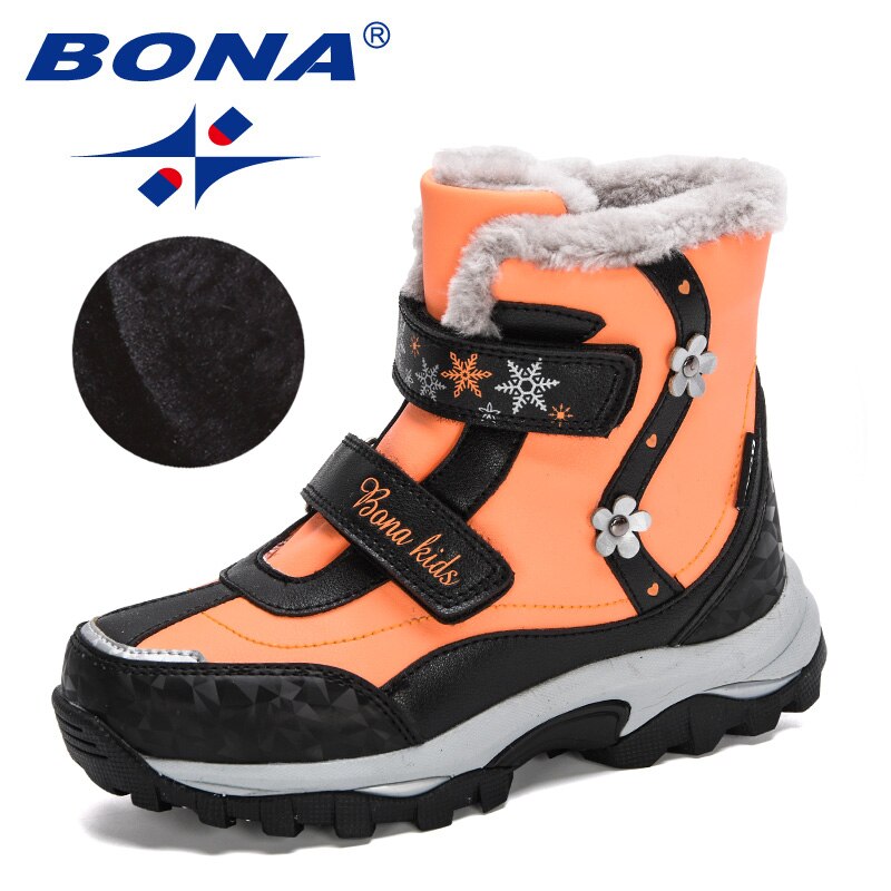 BONA – bottes de neige en peluche pour enfants, chaussures d'extérieur durables, antidérapantes, à mi-mollet, pour filles et garçons, collection hiver: F pink black / 5.5