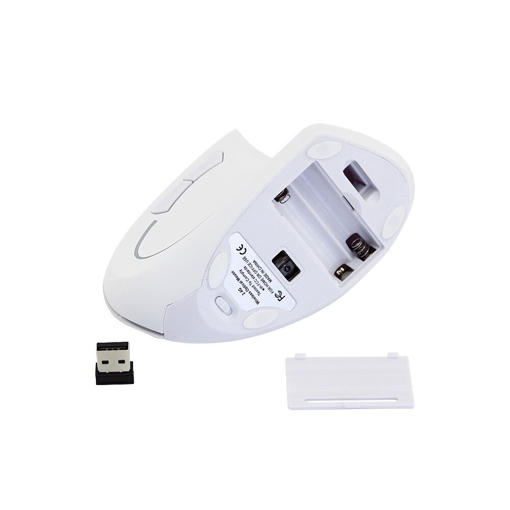 Wireless Mouse 2.4GHz - Ergonomic Vertical Design - 1600DPI - USB Receiver - Silent Click - Right Handed