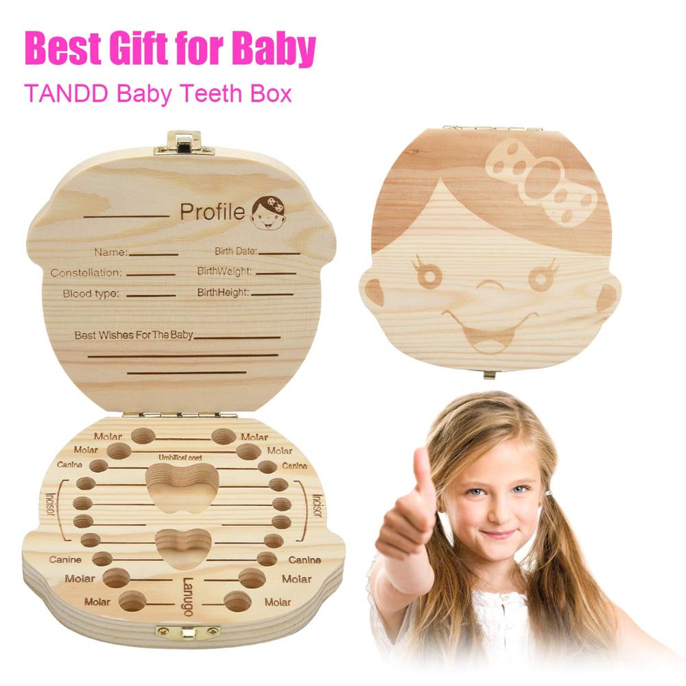 Baby Tooth Keepsake Box,Deciduous Teeth Milk Teeth Saver Boxes, Wooden First Tooth and Curl Memory Container for Child Newborns: girl