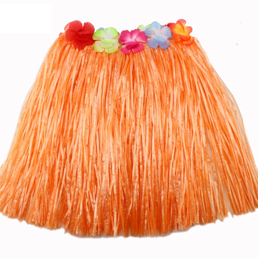 Girls Hula Show Grass Beach Dance Activity Skirt Children 40CM Skirts Wreath Bra Garland Fun Hawaiian Party Supplies: Orange