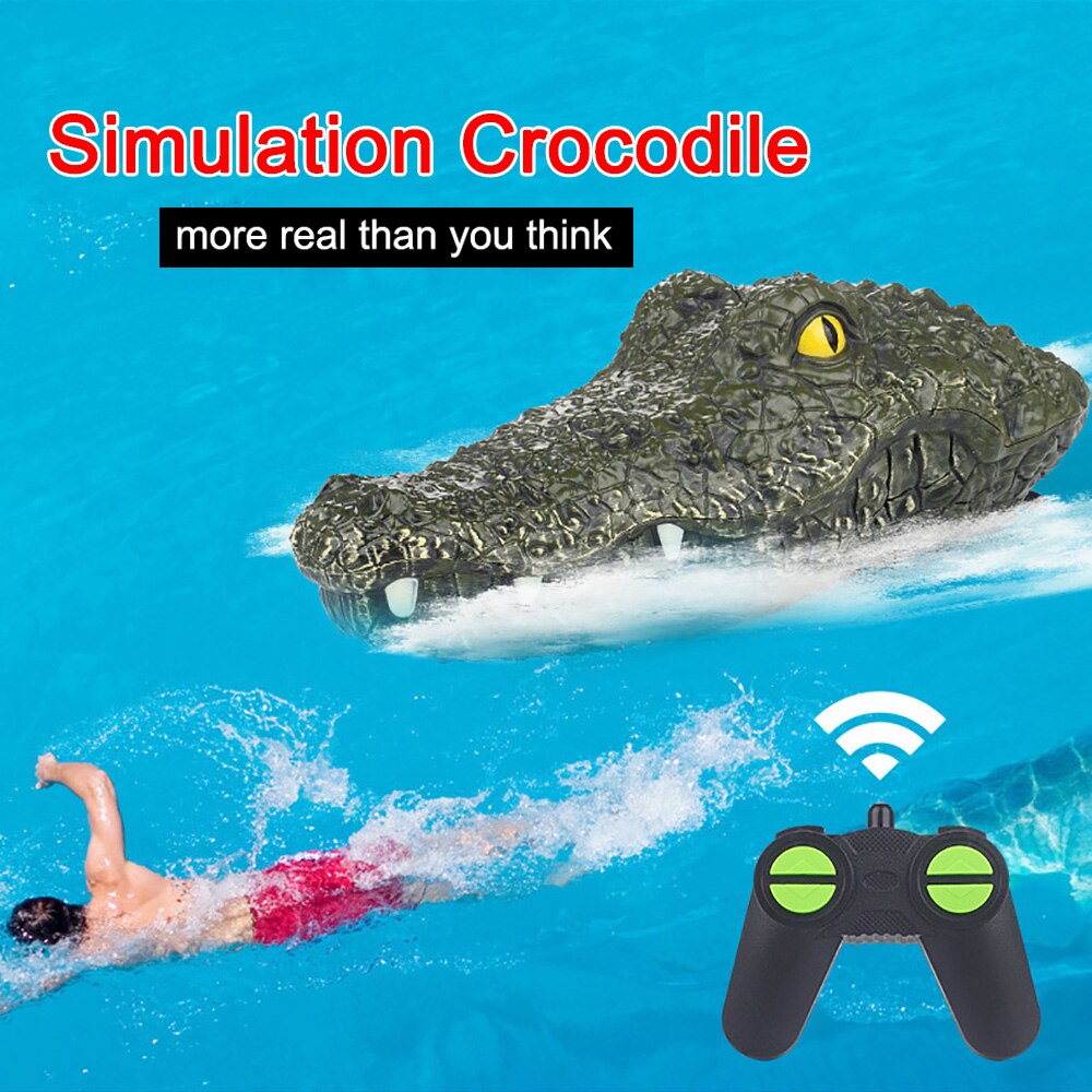 Tête de Crocodile radiocommandée 2.4G à 4 canaux, Simulation de bateau, jouet électrique amusant, blague, modèle de bateau