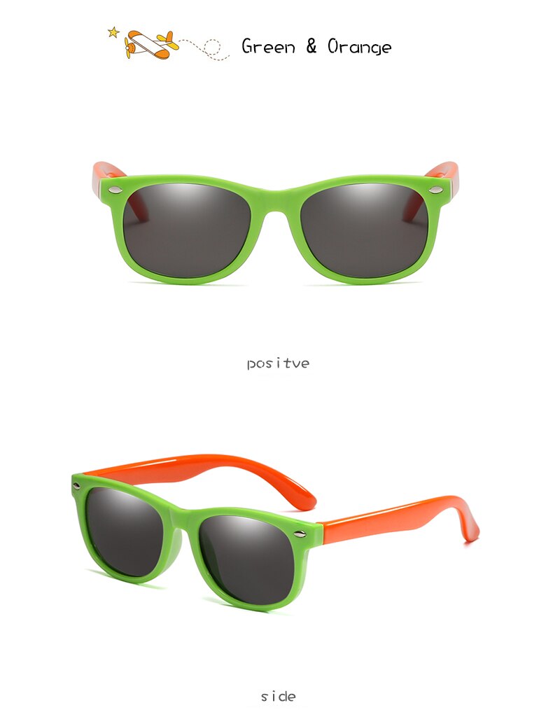 Lange Keeper Gepolariseerde Kids Zonnebril Jongens Meisjes Baby Baby Mode Zonnebril 100% UV400 Brillen Kind Shades Gafas Infantil: green orange