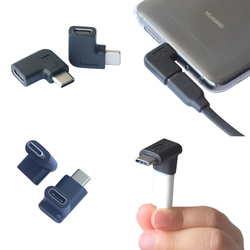 USB-C Elbow Adapter Female to Male Type-C Cable angled Adapter USB-C Plug Connector