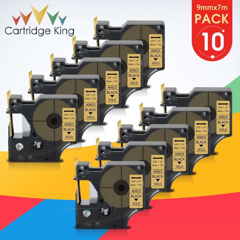10PK 40913 9mm taśma z etykietami dla D1 DYMO 40913 czarny na białym kompatybilny z DYMO LabelPoint Label Manager 160 280 420P drukarka do etykiet: Black on Gold