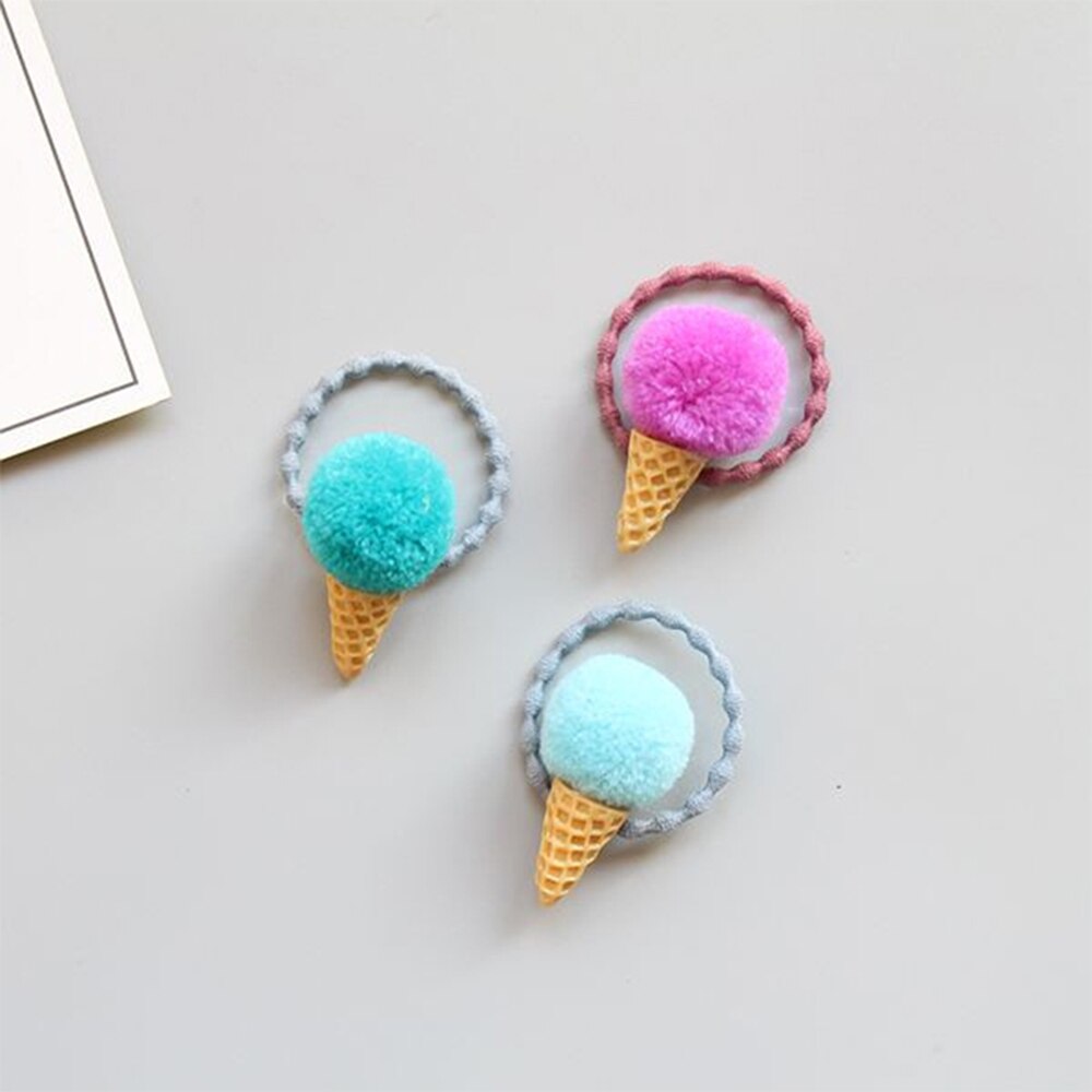 1PC Verstelbare Elastische Ijs Paardenstaart Houder voor Meisjes Kids Faux Fur Pom Hair Ties Snoep Kleuren Rubber bands