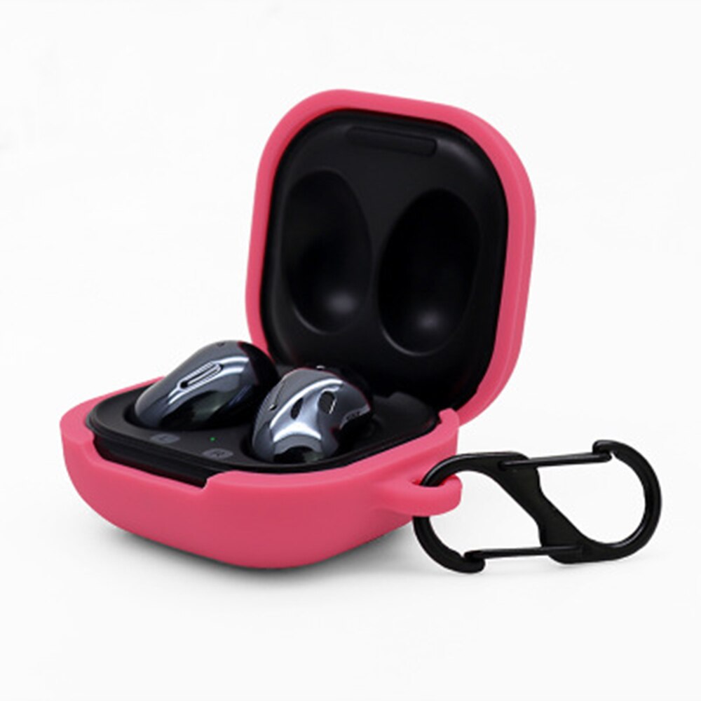 Cassa molle Del Silicone 11 Colori Della Caramella per Per Samsung Galaxy Boccioli di Vivere Senza Fili di Bluetooth del Trasduttore Auricolare Box Cover Protettiva W/portachiavi: Rose Red