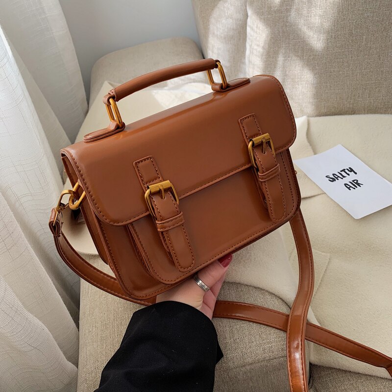 Sac à main Vintage carré en cuir PU pour femmes, sacoche tendance de styliste, sacoche à bandoulière Portable,: Brown