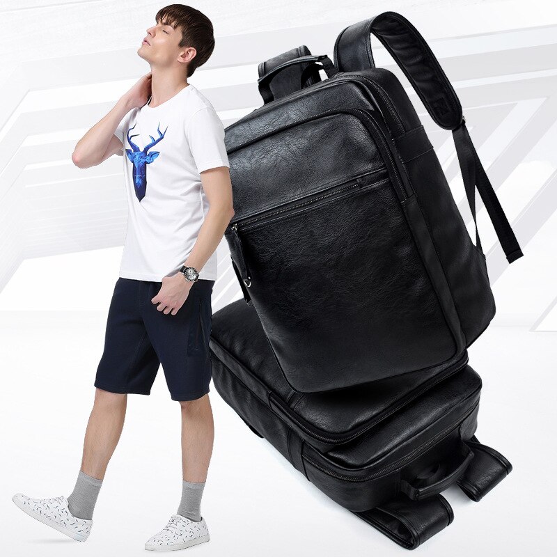 Luksusmærke bogtasker mænd rygsæk læder mandlige funktionelle tasker mænd vandtæt rygsæk stor kapacitet mænds taske skoletasker mochila