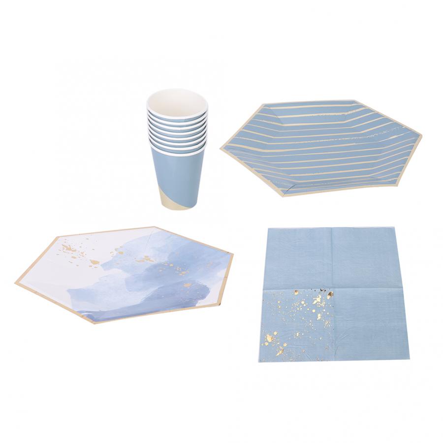 Wegwerp Servies Set DIY Wegwerp Papieren Plaat Kopjes Servetten Servies Set voor Bruiloft Tafel Decor Verjaardag Feestartikelen