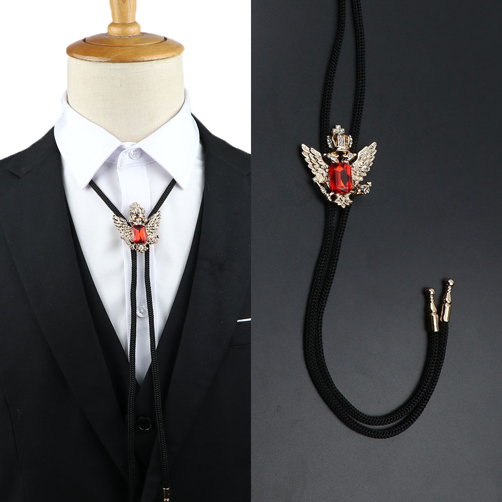 Bolo Tie Necklace - Leather Rope Chain - Plaid Pattern - Cowboy Jazz Style - Unisex Adult Accessory: Yellow