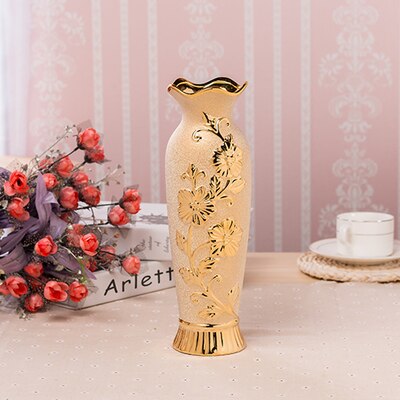 Luksus europa guldbelagt keramisk vase boligindretning porcelæn dekorativ blomstervase til bryllupsdekoration: 3
