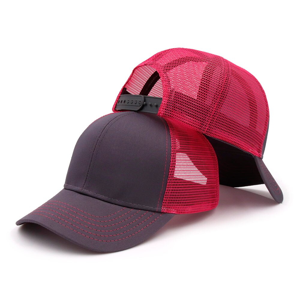 KOEP Type Casual Solid Cotton Truck Cap For Women Men Black White Summer Baseball Cap Cool Mesh Snapback Dad Hats Free Ship: Charcoal-Fuchsia