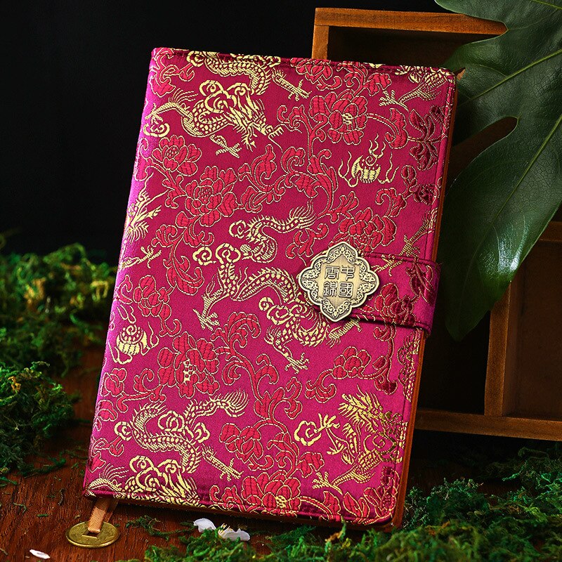Cahier de notes classique de Style chinois, bloc-notes sculpté, bloc-notes brocart du Dragon chinois , à la , d'affaires, feuilles de 50: 17