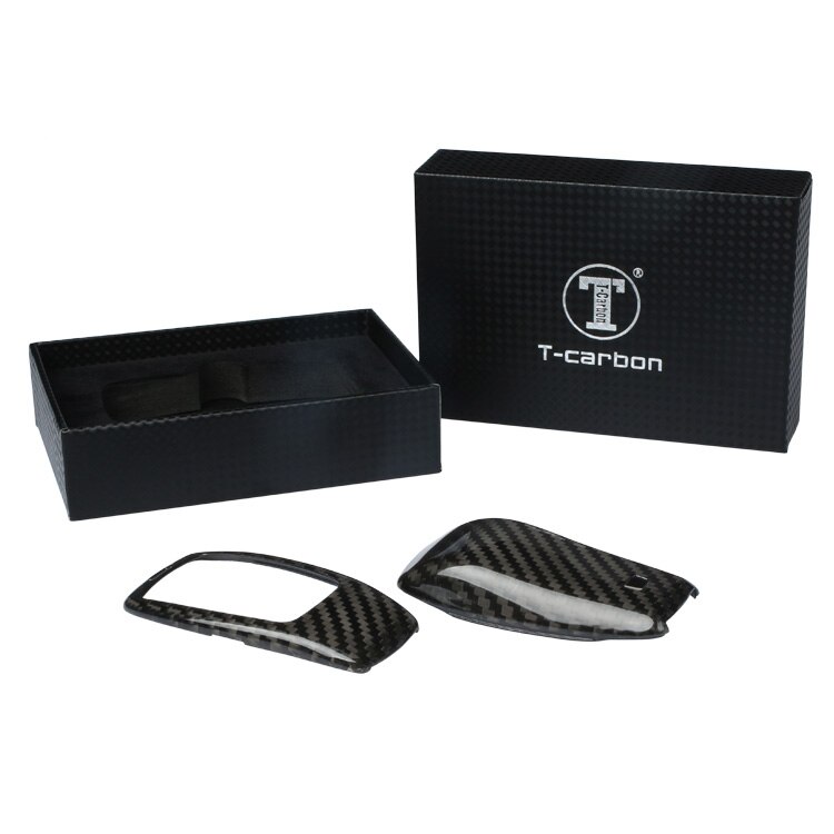 T-CARBON Black Red Real Carbon Fiber Remote Key Fob Case Shell Cover For Mercedes Benz E Class W213 E200 E250 E300 E400 E43 E63