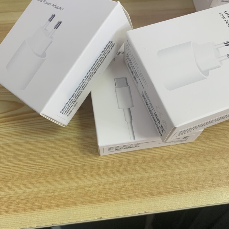 1Set Fast Charging PD Charger EU US Plug 18W 20W Chrger With PD Usb C Cable 1m with Retail Packaging For Iphone 12 11 pro max