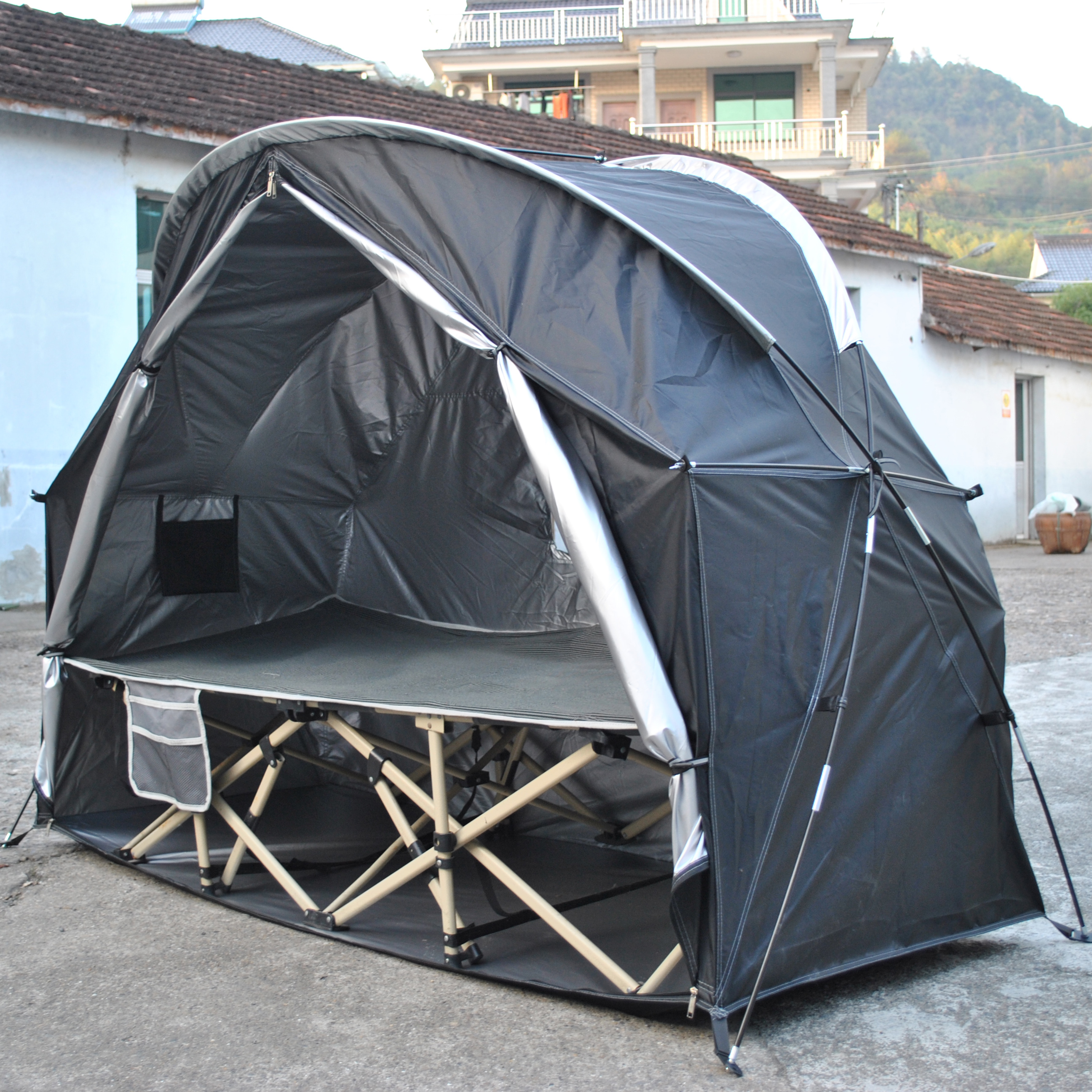 Durable Camping Tent, Outdoor Tent not include Bed, 1 Person Tent, Cot Tents with Silver Coating, Waterproof PU4000: black