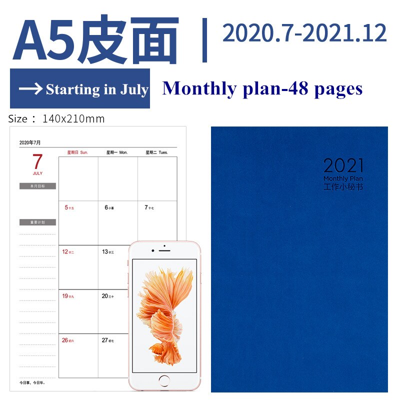 Notebook Planner Agenda 2022 Daily Weekly Monthly Journal A5 Meeting Book School Supplies Stationery Management