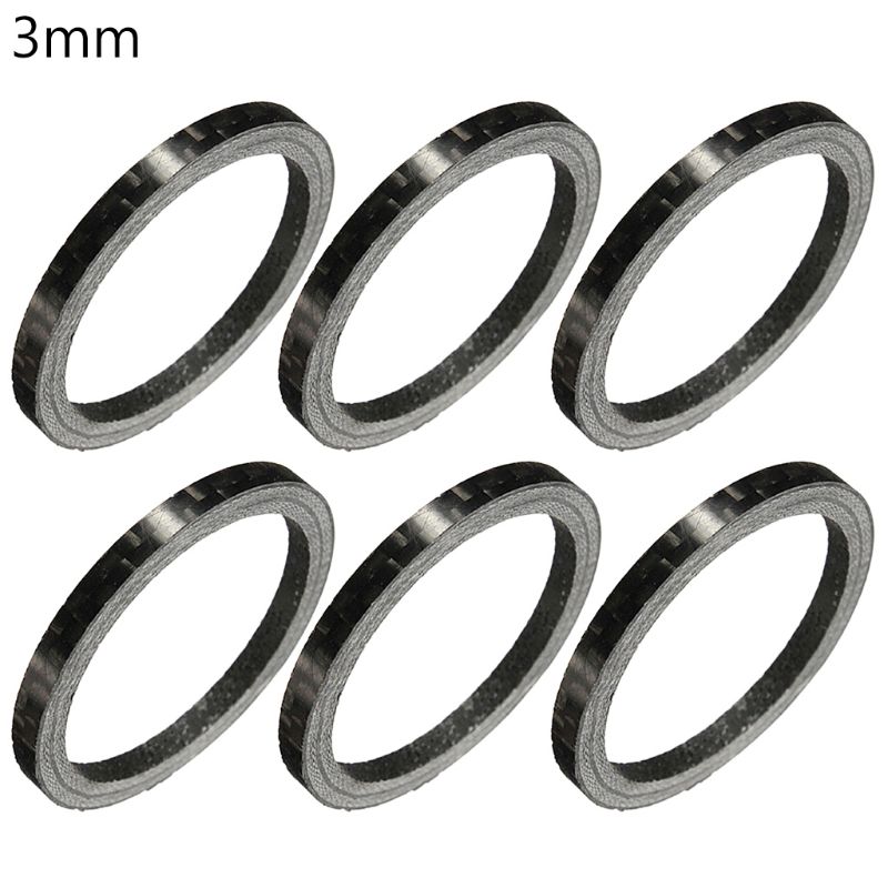 Espaciadores de horquilla de fibra de carbono para auriculares de bicicleta, junta de anillo de bicicleta, arandela de horquilla delantera, espaciadores de manillar de bicicleta de carretera: 3MM