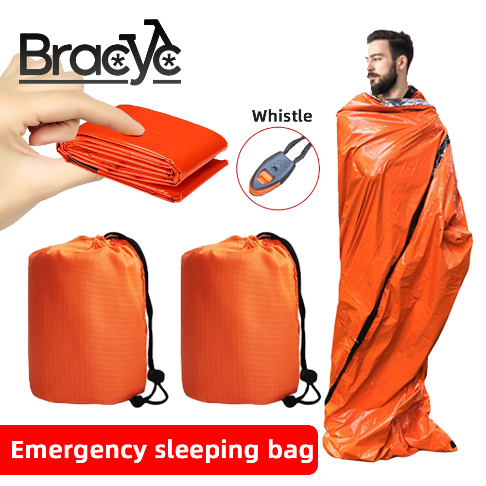 Saco de dormir portátil à prova d'água para sobrevivência de emergência, equipamento de acampamento ao ar livre, saco térmico, primeiros socorros, resgate, mylar, cobertor isolante