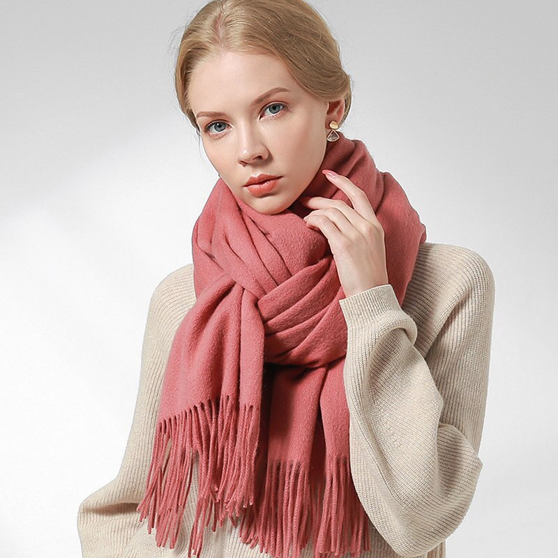 Ryssland ull halsduk kvinnor tjockare varma echarpe wraps damer foulard femme vinter solid kamel merino fina ull halsdukar