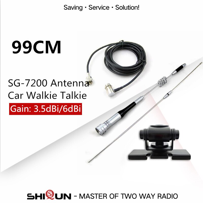 Mobile Antenna UHF/VHF Dual Band SG-7200+Car Clip Mount RB-400+5M Cable or Base For Ham Car Radio BJ-218 KT-7900D Walkie Talkie: Black Clip