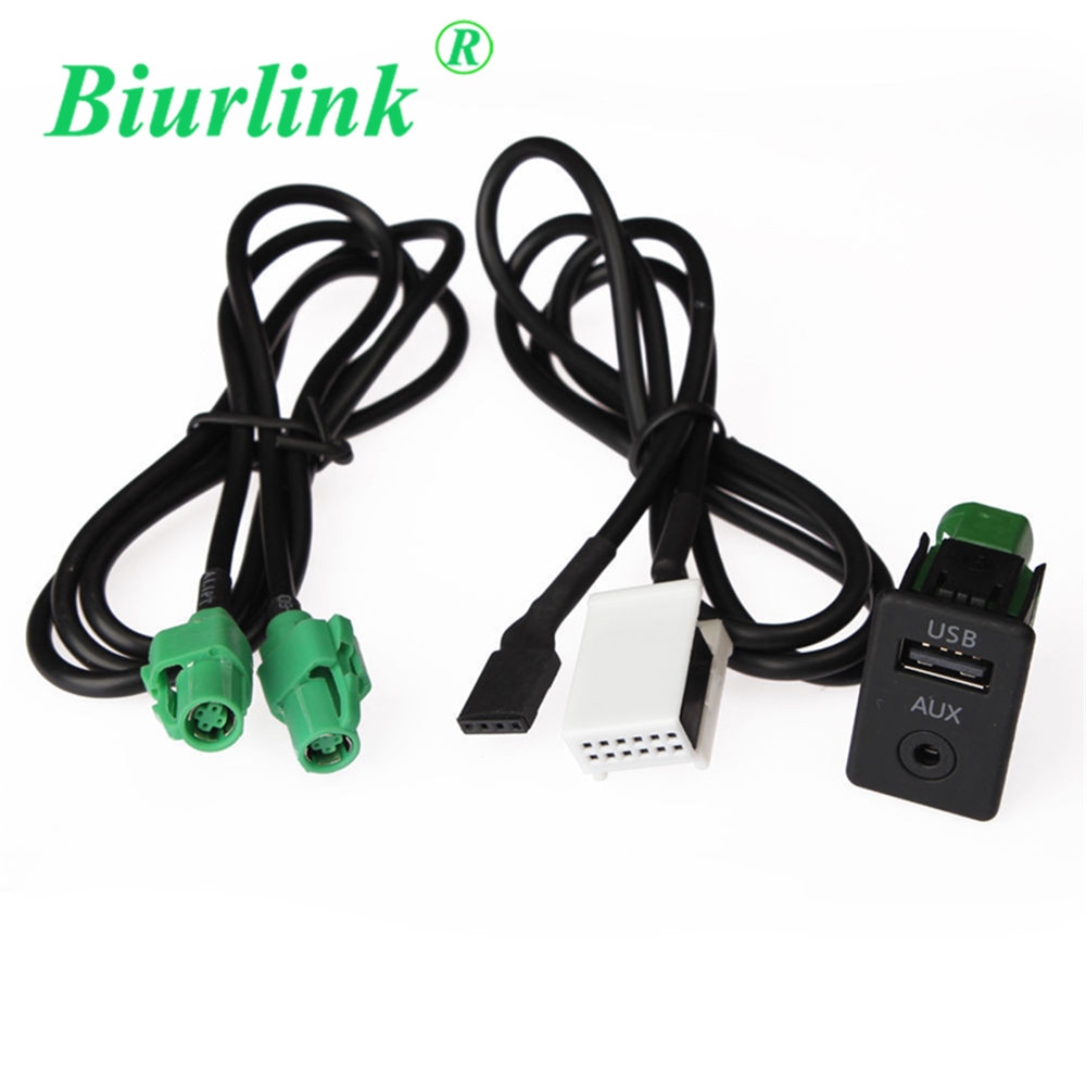 Biurlink DIY 2 in 1 USB AUX IN Schakelaar + 12 Pin Aux Harness Kabel en Ronde 4Pin USB Kabel adapter Vervangende Onderdelen voor BMW