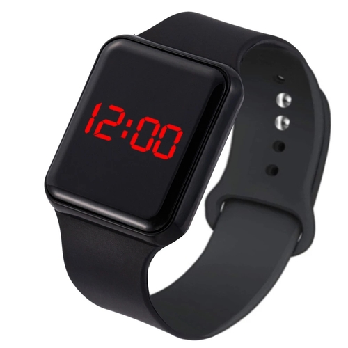 Sport Digital Watch Women Men Square LED Watch Silicone Electronic Watch Women's Watches Clock relogio feminino digital reloj: black
