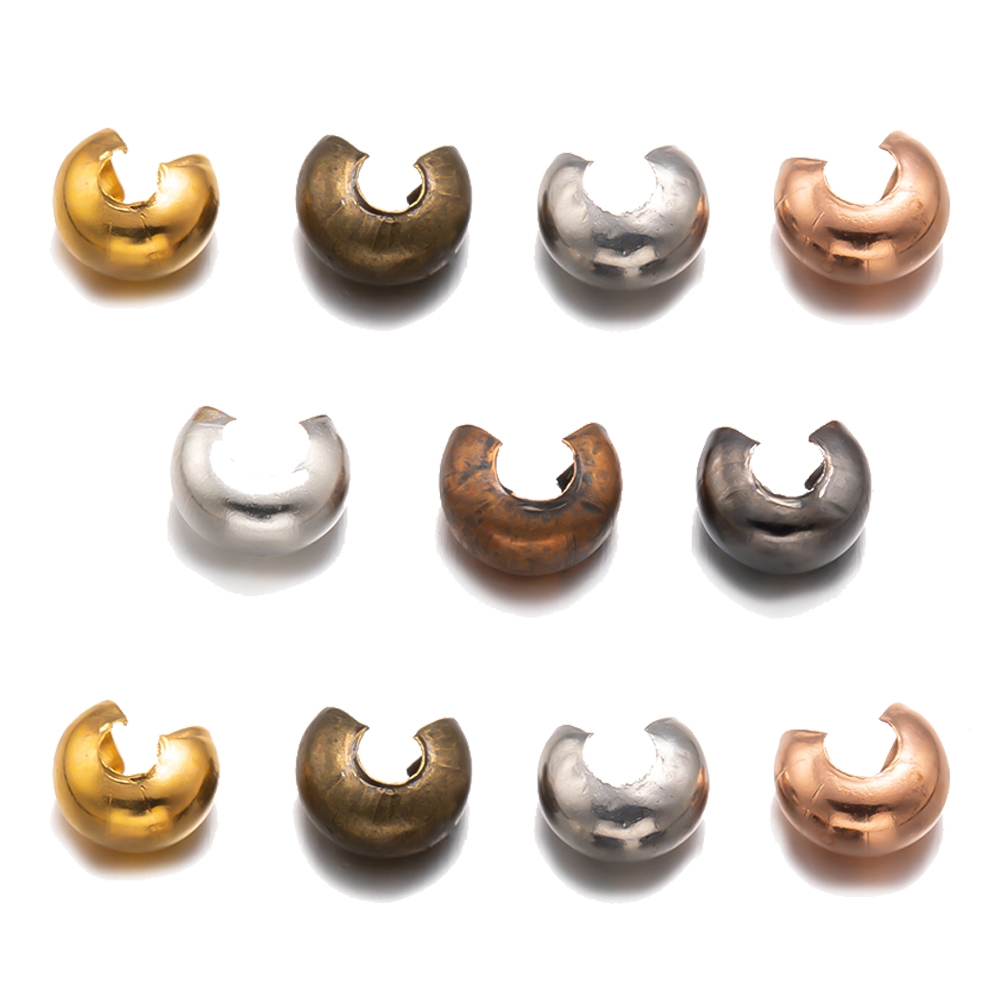 300 Stuks Krimp Kraal Covers Half Ronde Open Knoop Einde Tip Voor Diy Armband Ketting Sieraden Ambacht Levert Materiële Bevindingen