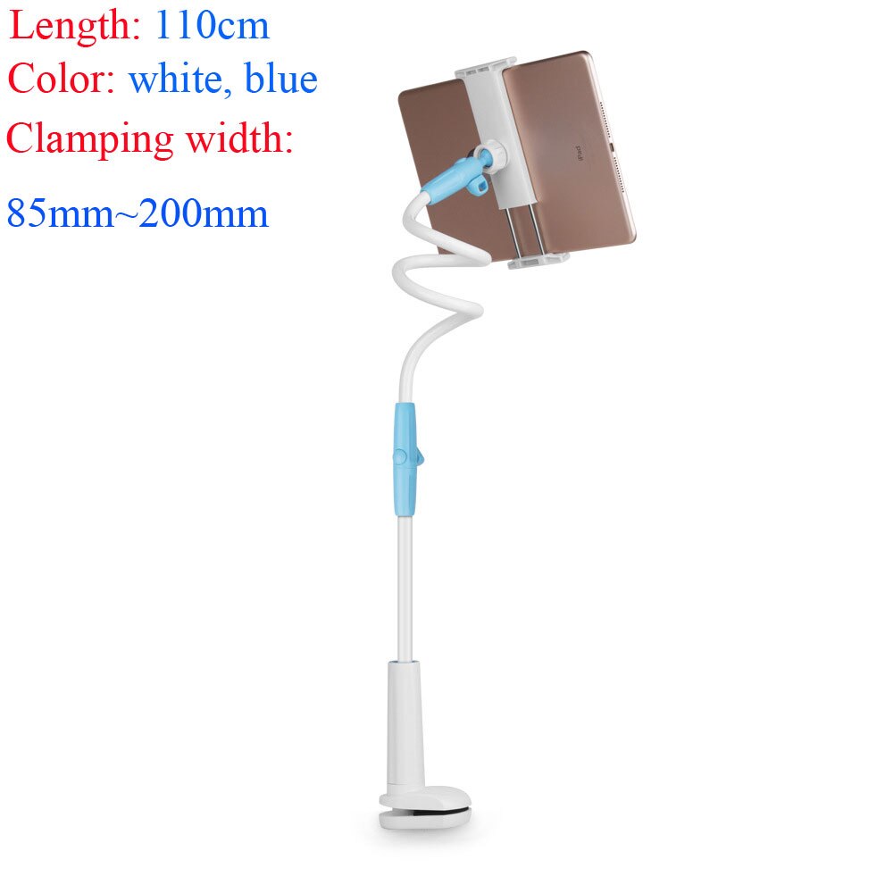Gooseneck Tablet Holder, Universal Tablet Stand 360 Flexible Lazy Bracket Clamp Long Arms Mount Compatible with iPad Air Pro: 110cm length color 2