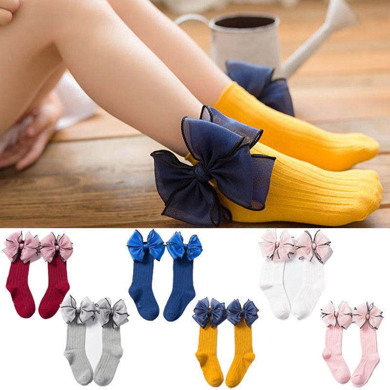 Peuter baby schattige meisjes kniekousen strik-knoop prinses katoenen sok voor 1-10y