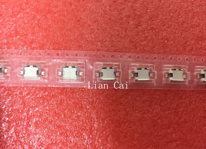 Conector Micro USB hembra de 5 pines, 100 piezas, SMD de 2 pies fijos, muy utilizado en tabletas, teléfonos y PDA