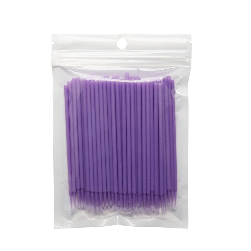 100pcs Disposable MicroBrush Eyelashes Extension Individual Lash Removing Swab Crystal Micro Brush Eyelash Extensions Tools: light purple