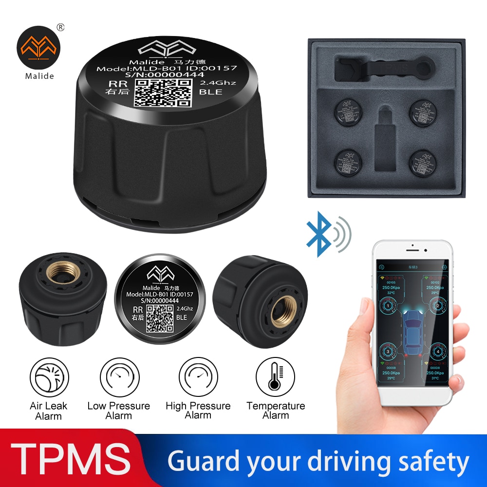 Vehemo Bandenspanning Alarm 4 Stuks Sensor Tpms Auto Bandenspanning Monitoring Mobiele App Malide Android