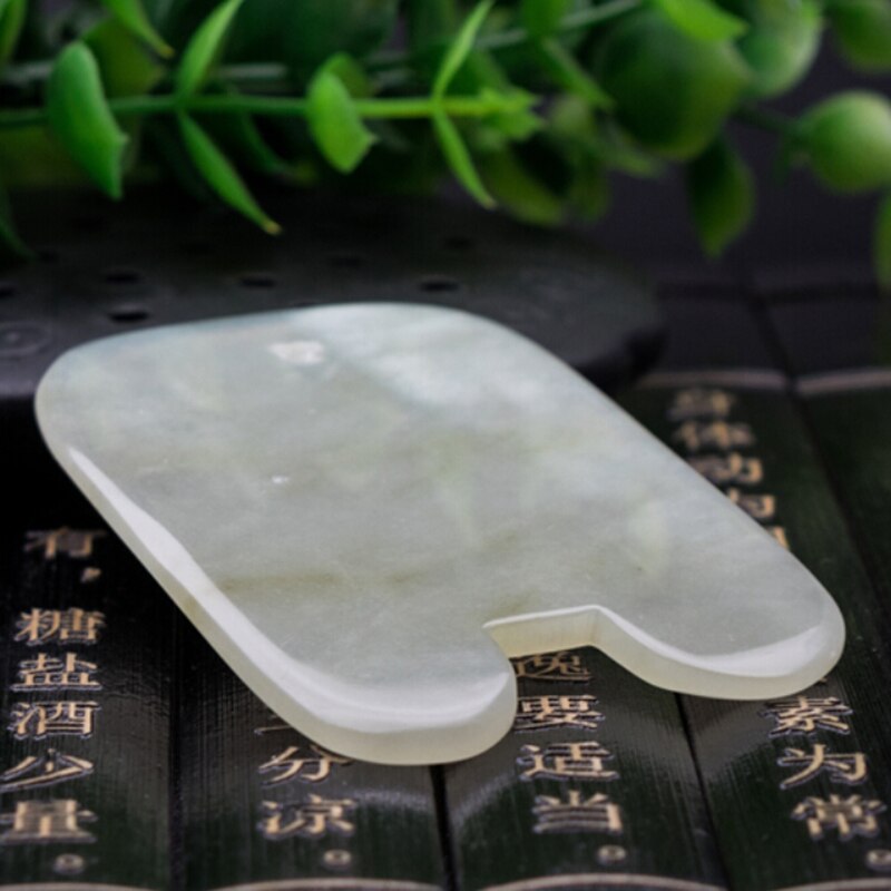 1Pc Jade Guasha Raad Natuurlijke Jade Steen Board Kam Vorm Hand Massager Ontspanning Pijnbestrijding Gezondheidszorg Tool