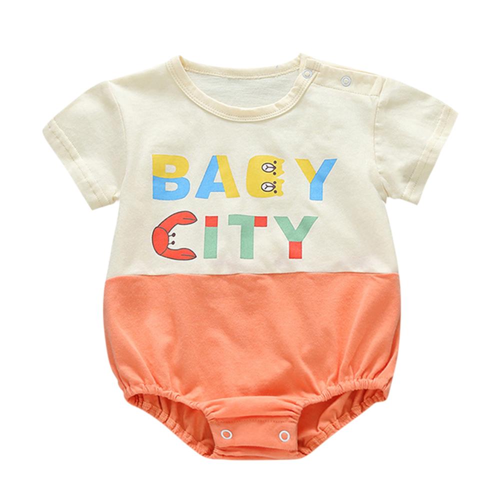 Spring Summer Baby Boys Girls Short Sleeve Cotton Letter Prints Bodysuits: W / L 90