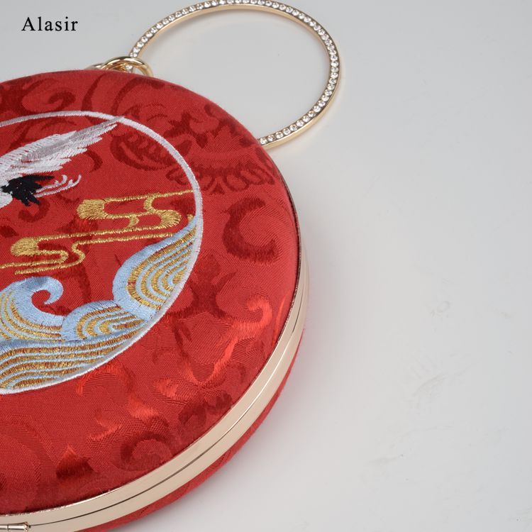 Alasir Hanfu broderie ronde femmes sacs sac à bandoulière sac de messager Style chinois Antique sac circulaire Vintage sacs de créateurs