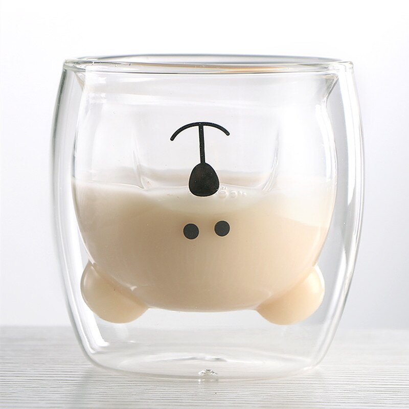 Nette Weihnachten Baum Becher Doppel Zauberstab Glas Kaffee Tassen mit Silocone Deckel Schneeflocke Stern Weihnachten Wein Tee Milch Wasser Becher: F 270ML