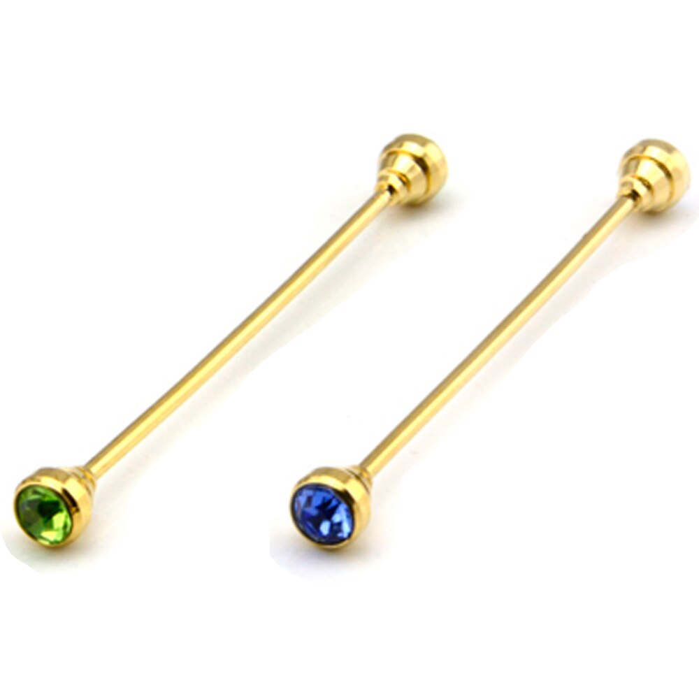 2 Packs Men Shirt Collar Pin Gold Color Necktie Tie Clip Bar Business Brooch BWTZF0005A: Green Light Blue